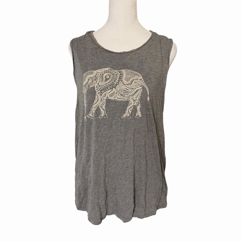 Sweaty Betty XL Muscle Tee Tank Top Heathered Gray Elephany Wisdom Active